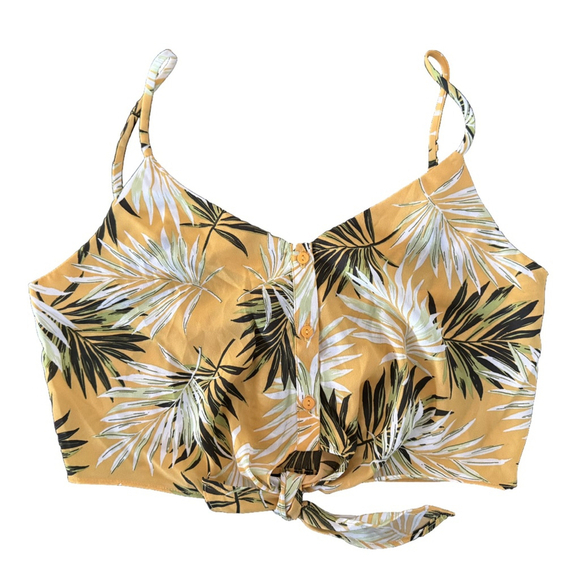 Timing Tie Front Tropical Crop Top (Sz M) - Picture 2 of 8